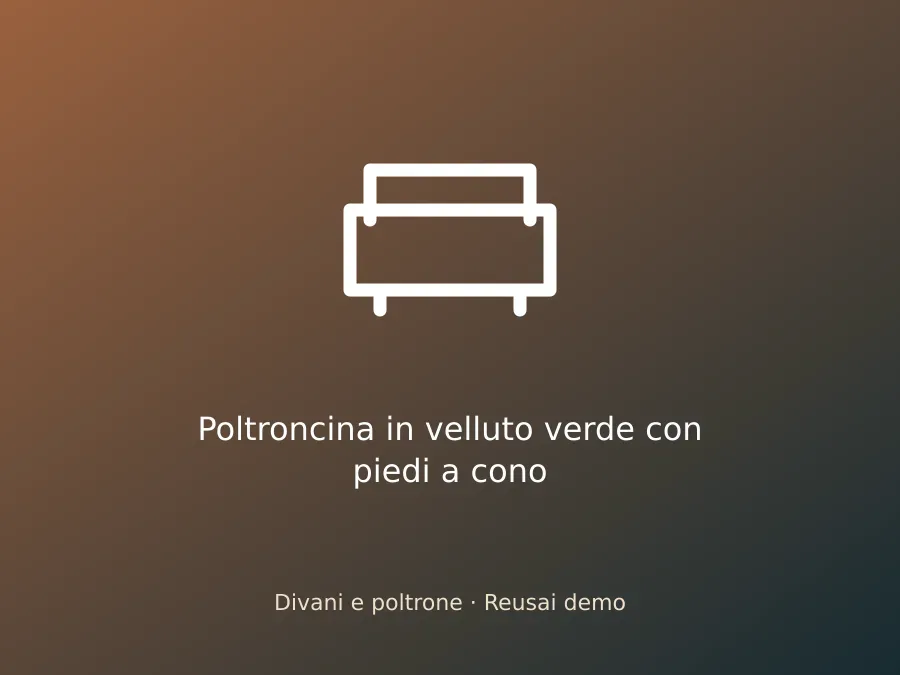Poltroncina in velluto verde con piedi a cono